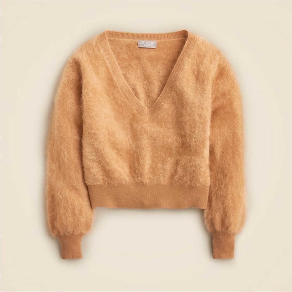 J.Crew Brushed cashmere cropped V-neck sweater